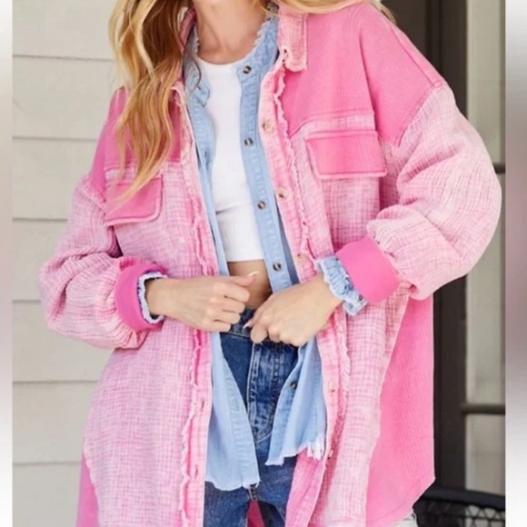 lime & chili Jackets & Blazers - NWT Women's Pink Jacket Shacket Size M/L